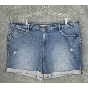 Lane Bryant Shorts Womens 24 Blue Mid Rise Denim Boyfriend Midi Short Casual